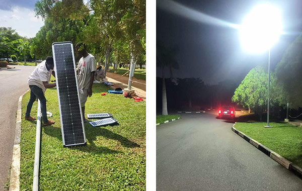 150 conjuntos de luces de calle solares integradas SLZ-100W en Nigeria